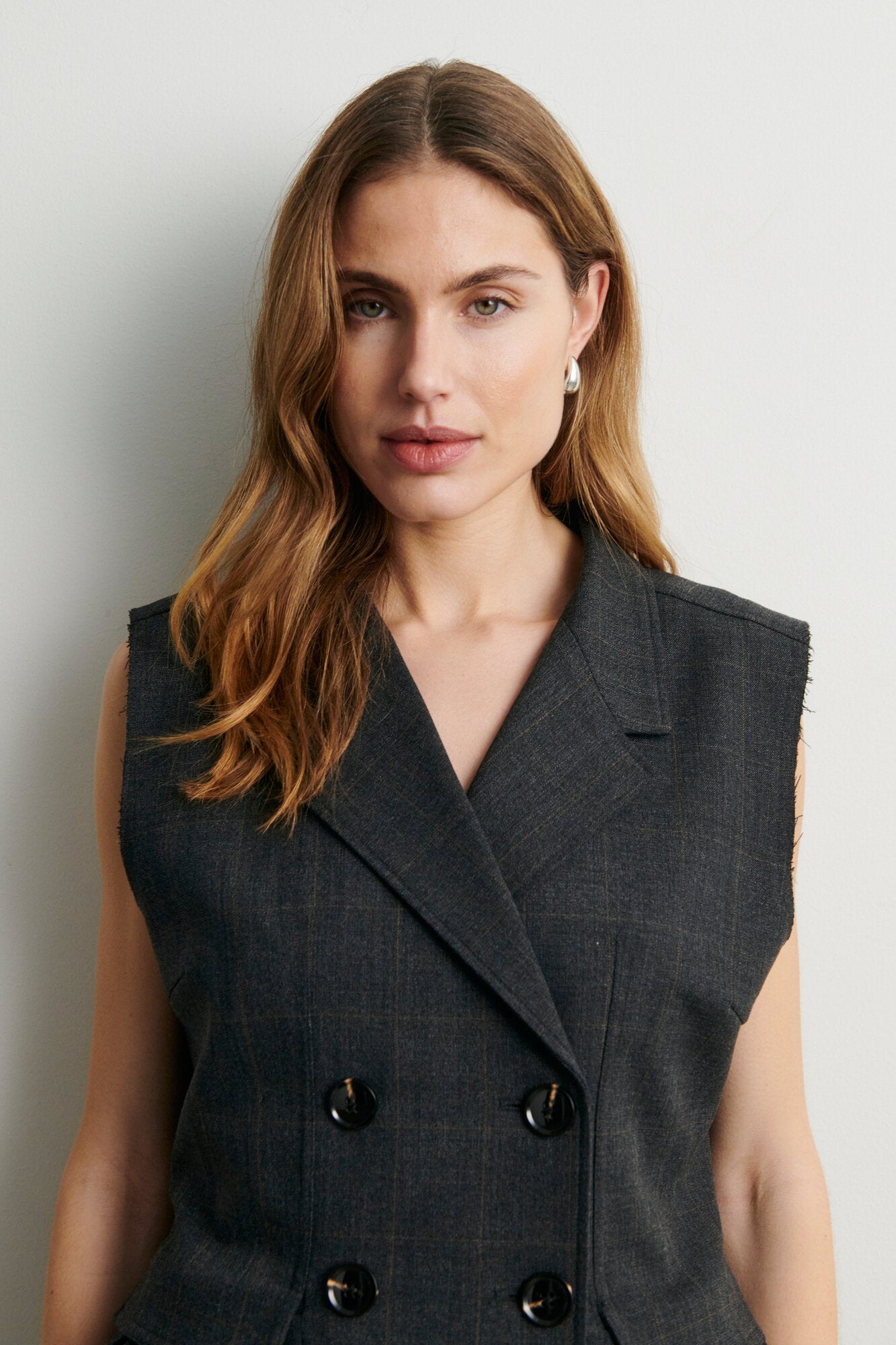 Anjou blazer vest - Dark Grey Melange